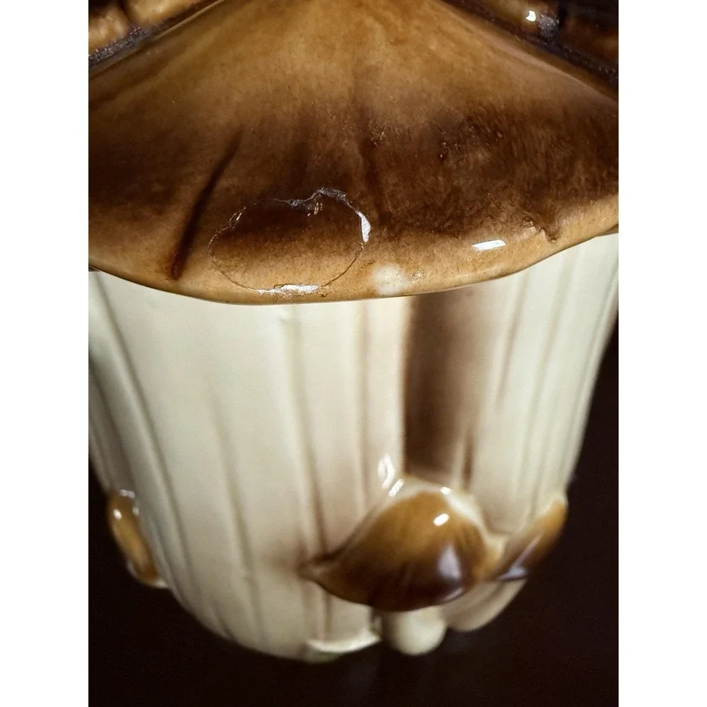 Vintage Homco Ceramic Mushroom Canisters Set Of 3 Small, Medium & Large